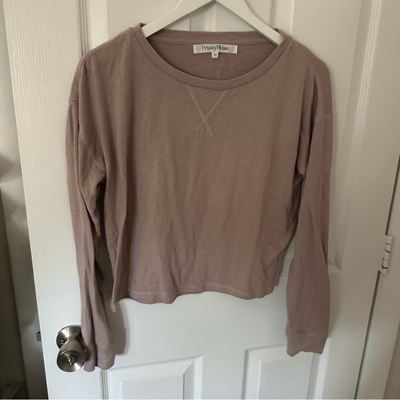 Privacy Please Tops - Tan Long Sleeve Top